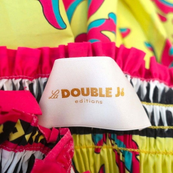 La DoubleJ Smock Dress Yellow Cartwheel Giallo Print Cotton Size Extra Small - Picture 7 of 9